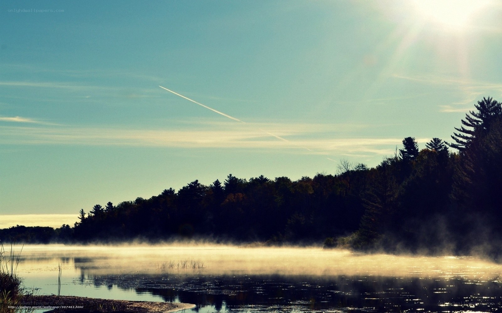 Mist over a serene lake