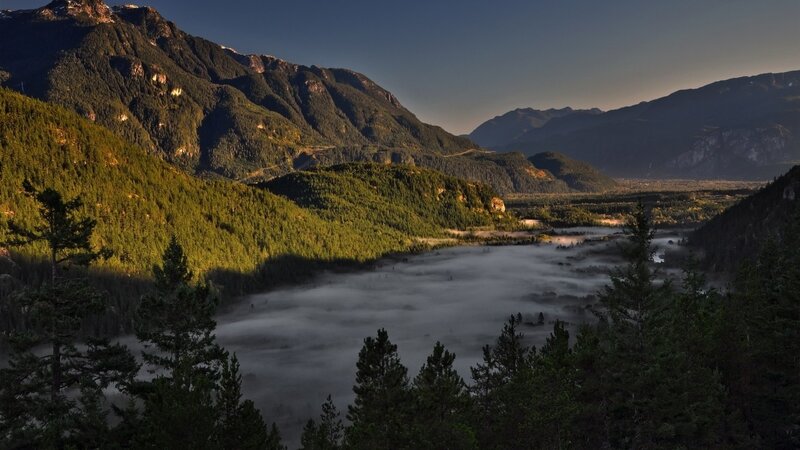 Mist over mountain valley