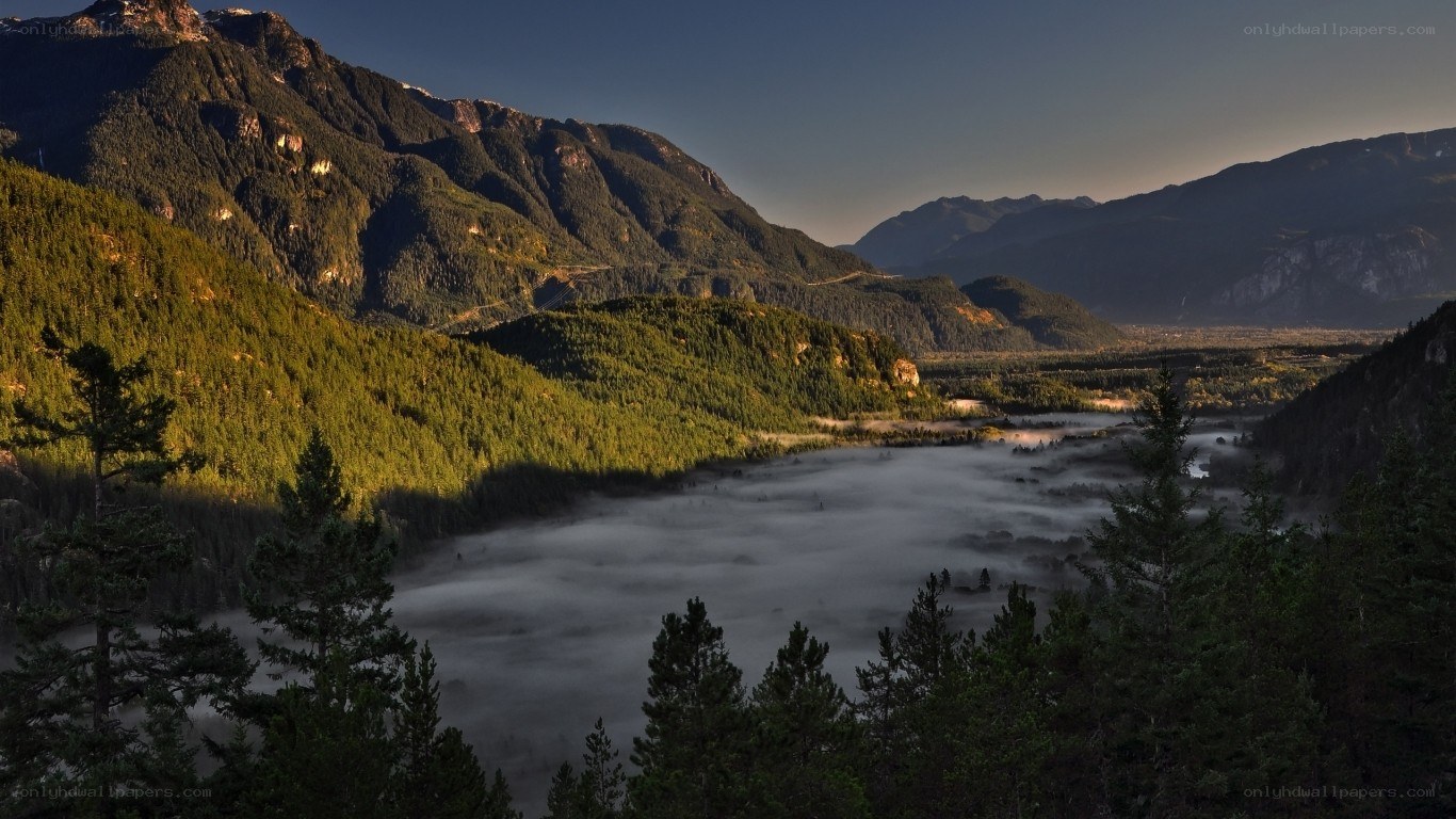 Mist over mountain valley