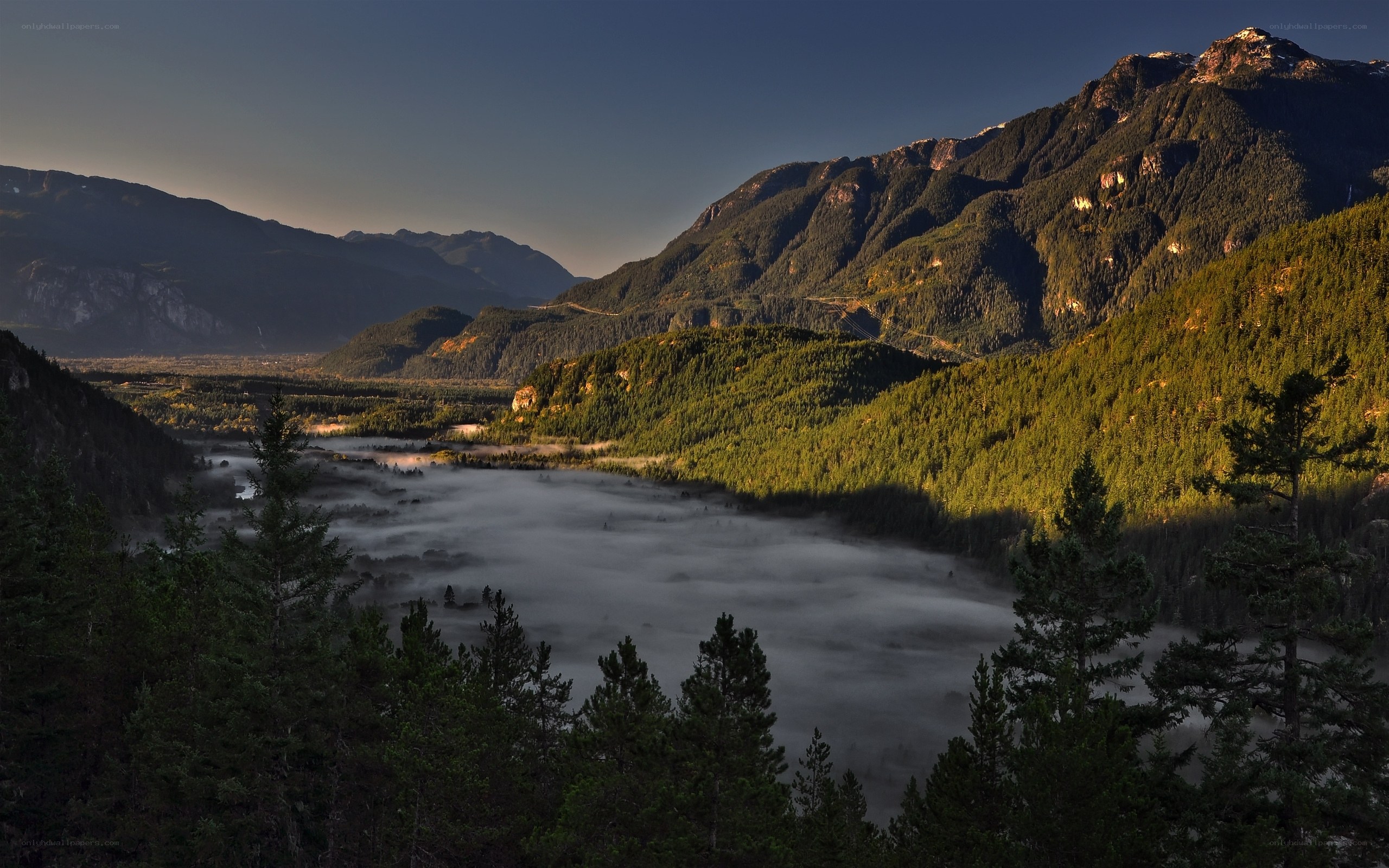 Mist over mountain valley