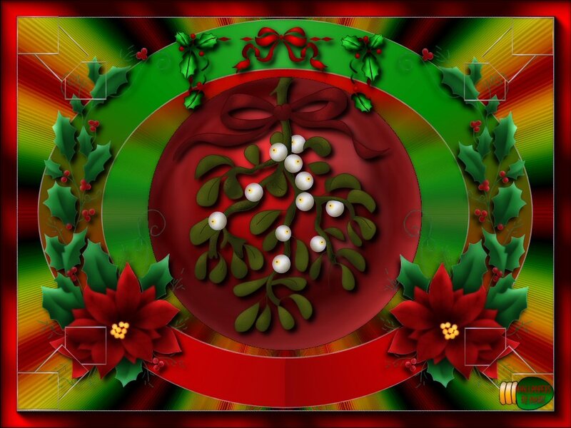 Mistletoe on Red Plate