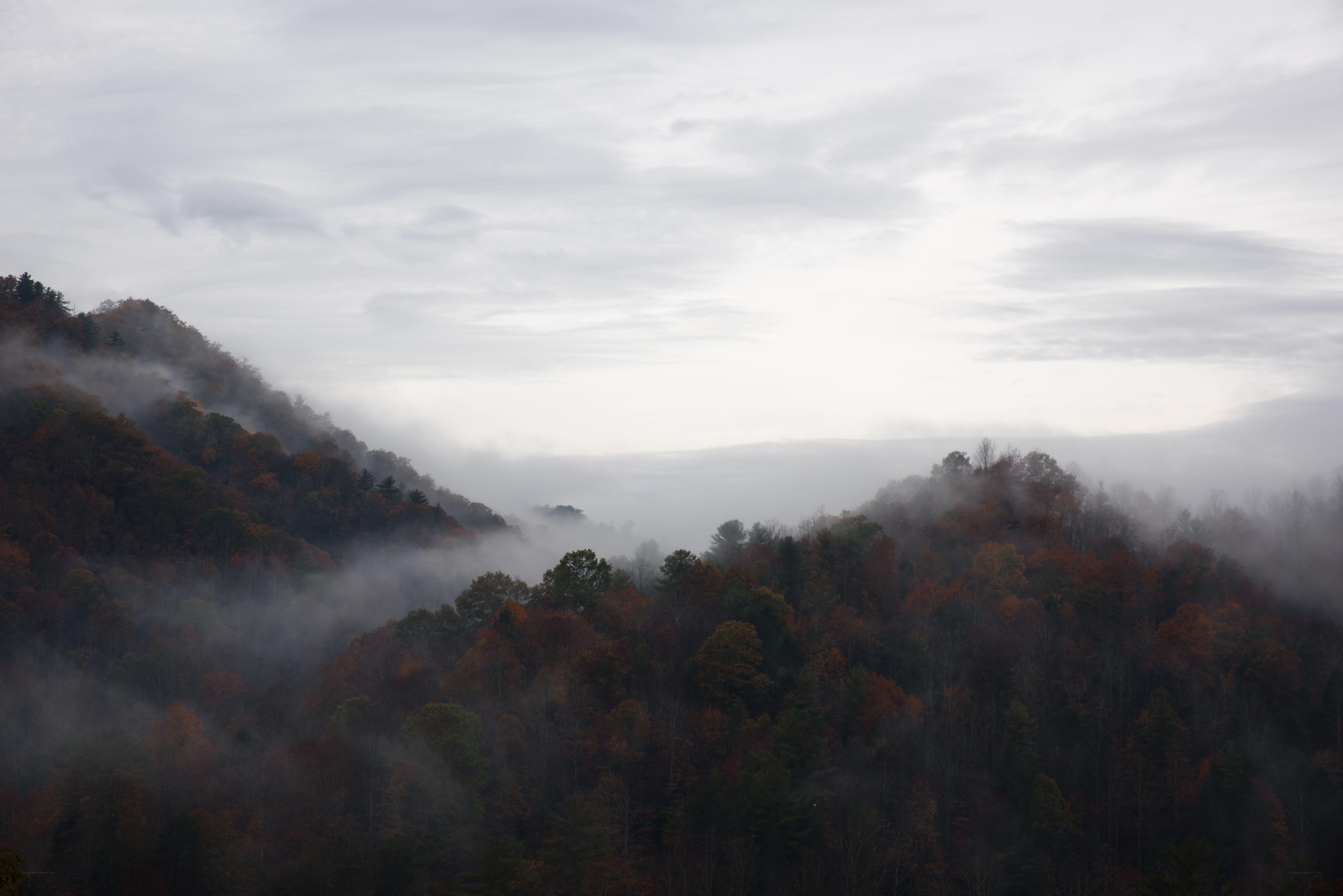 Misty autumn mountains