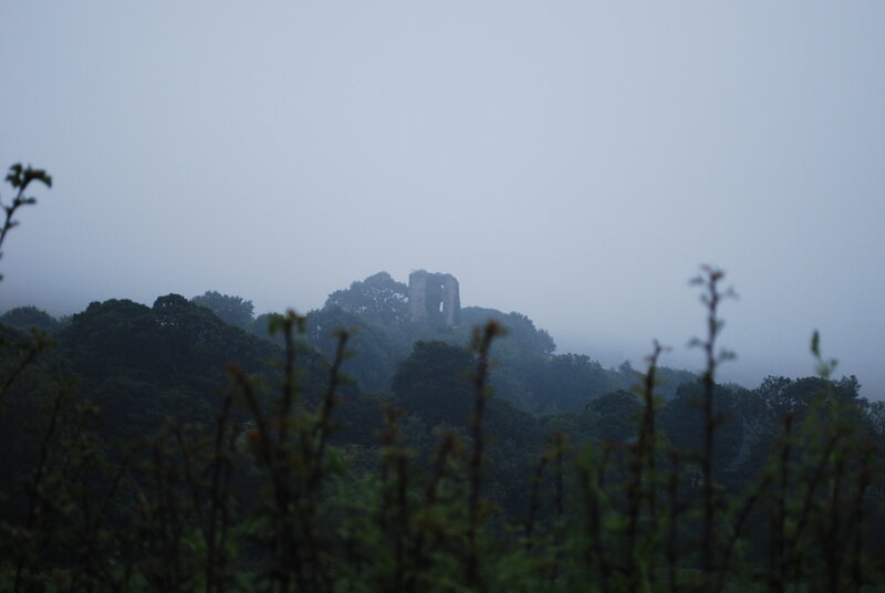 Misty castle ruins