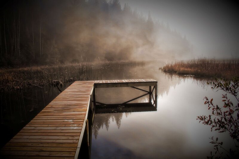 Misty dock at dawn