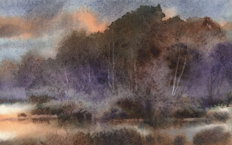 Misty Forest at Dusk — Purple