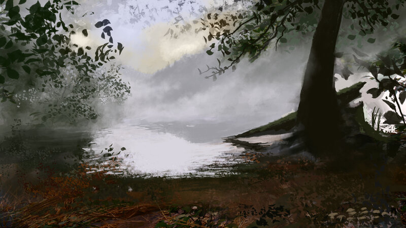 Misty Forest Lake — Green, Serene