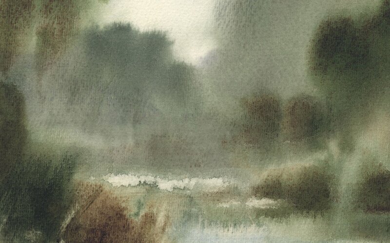 Misty Forest Landscape — Green, Atmospheric