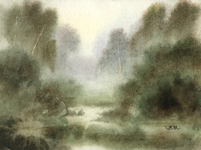 Misty Forest Landscape — Green