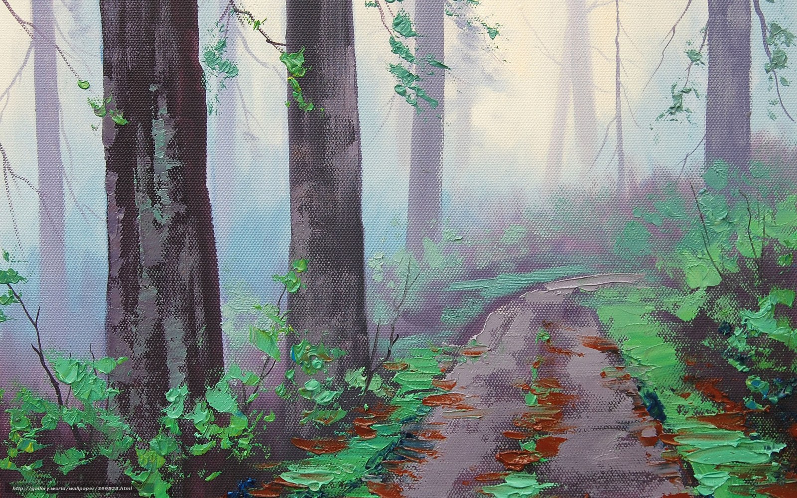 Misty forest path
