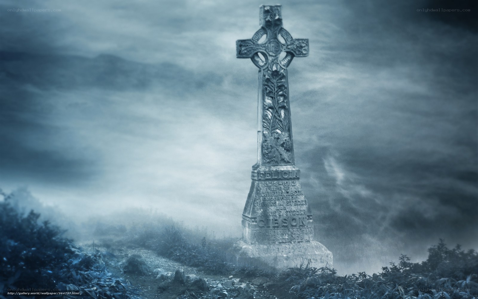 Misty grave cross