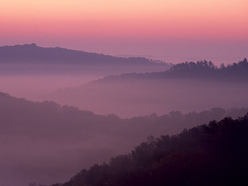 Misty hills at dawn