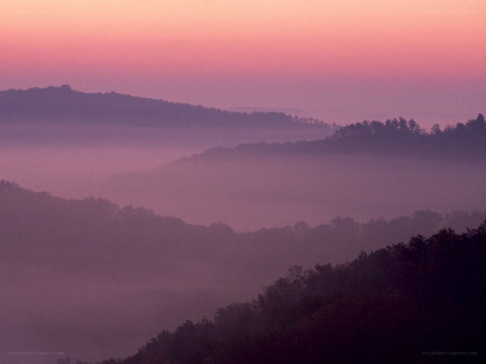 Misty hills at dawn