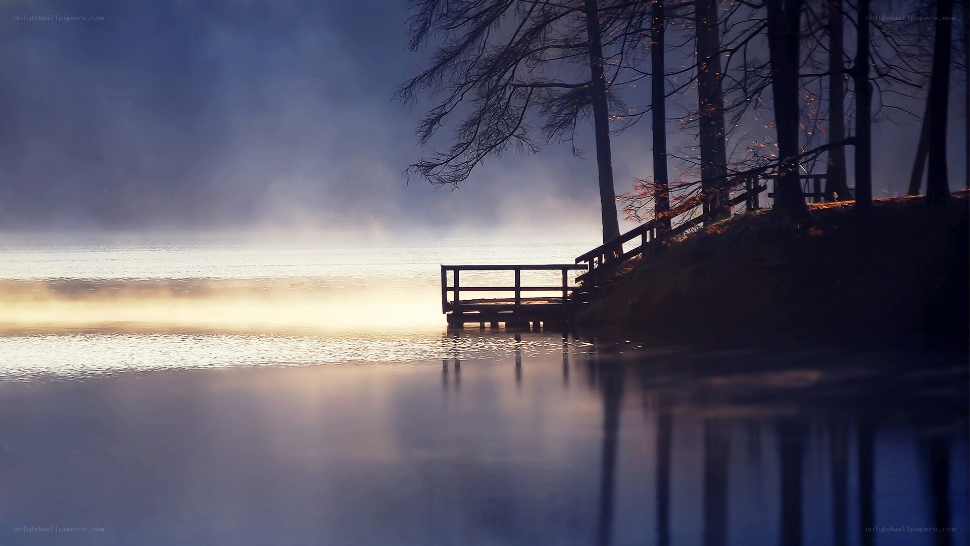 Misty lake at dawn
