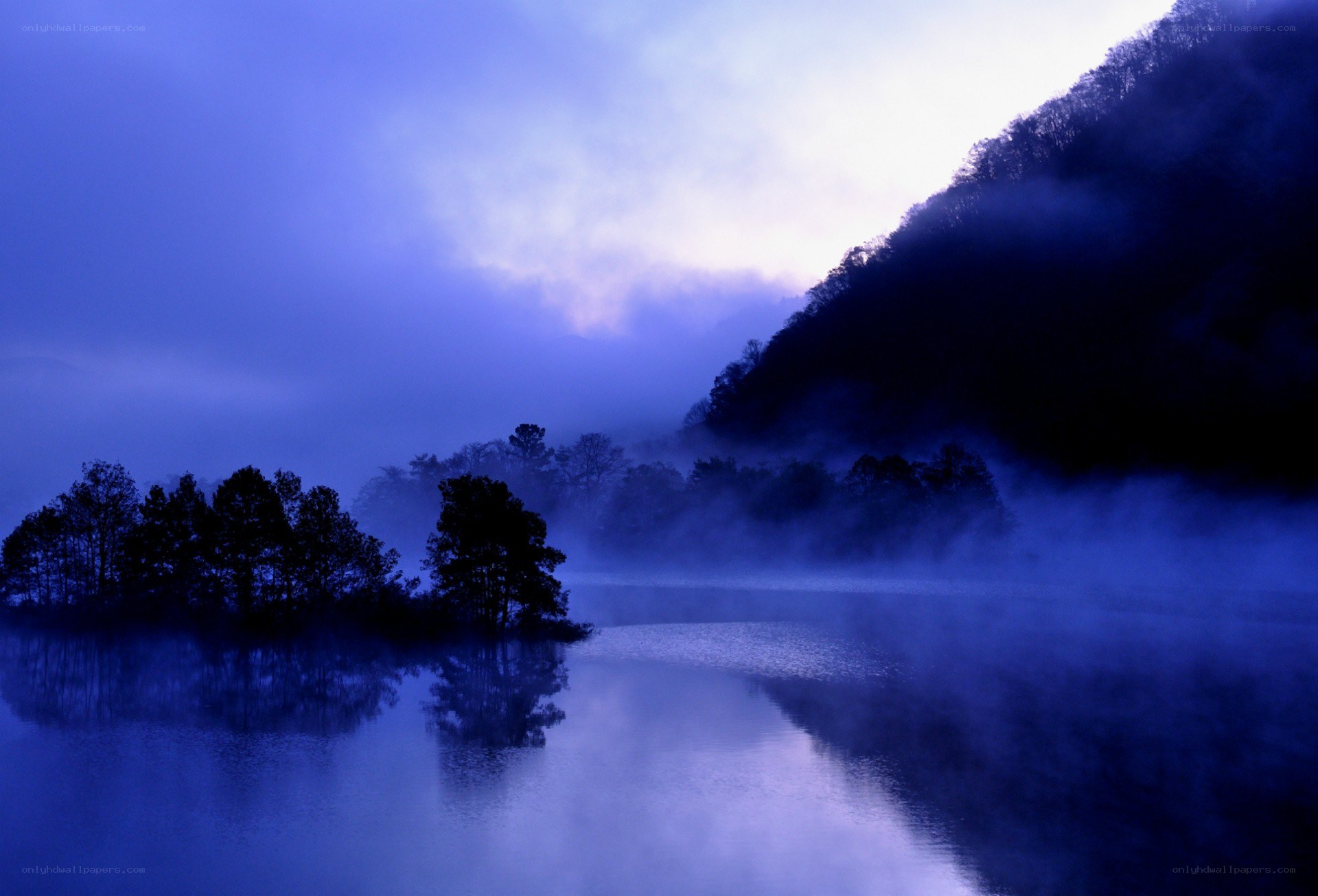 Misty lake at dawn