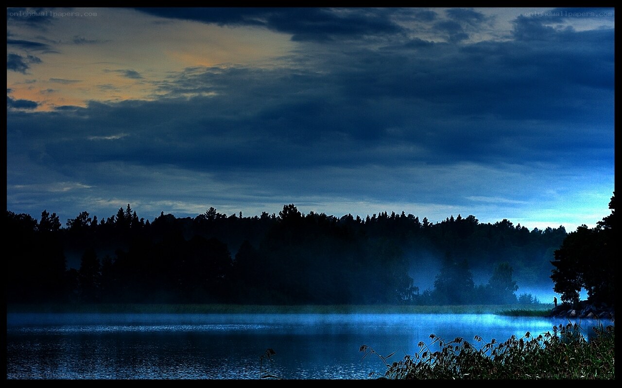Misty lake at dawn