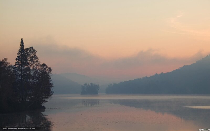 Misty lake at dawn