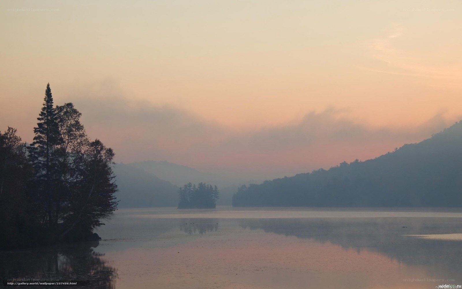 Misty lake at dawn