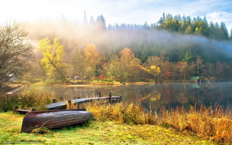 Misty lake at dawn