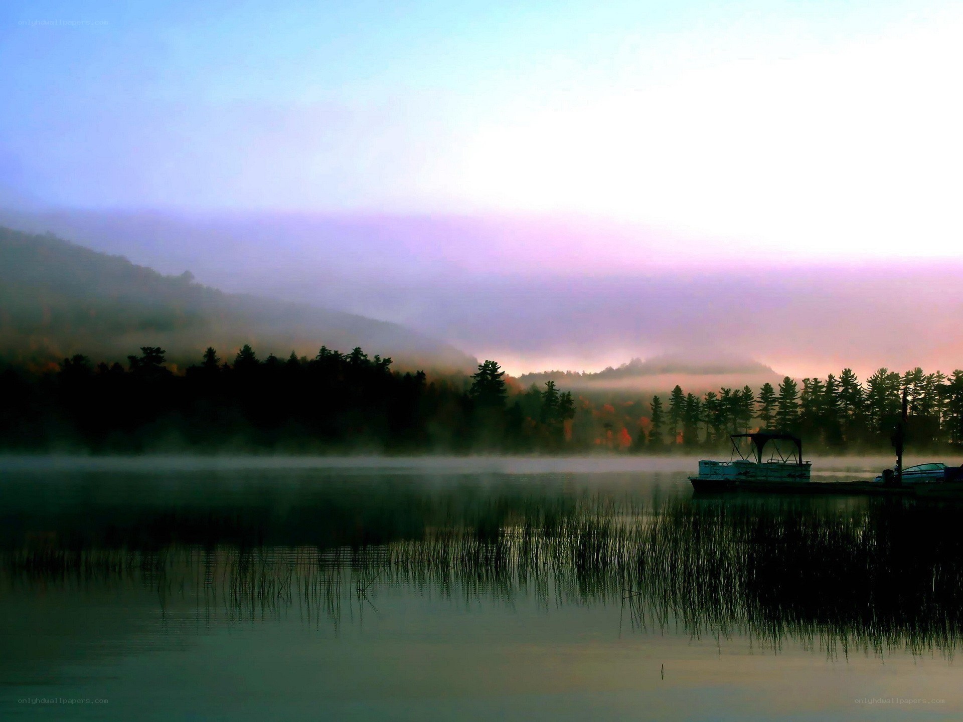Misty lake at dawn