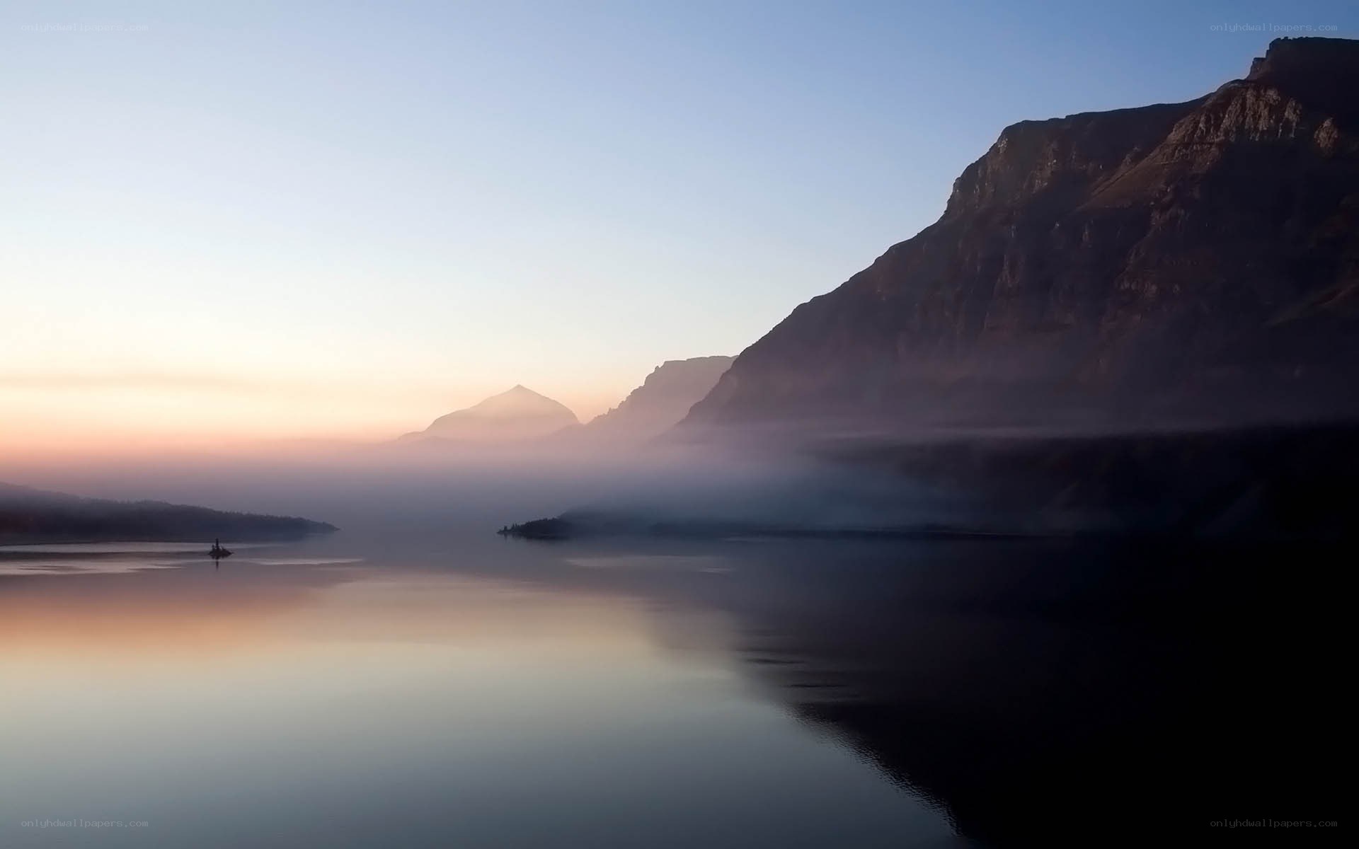 Misty lake at dawn