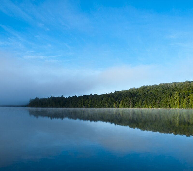 Misty lake at dawn