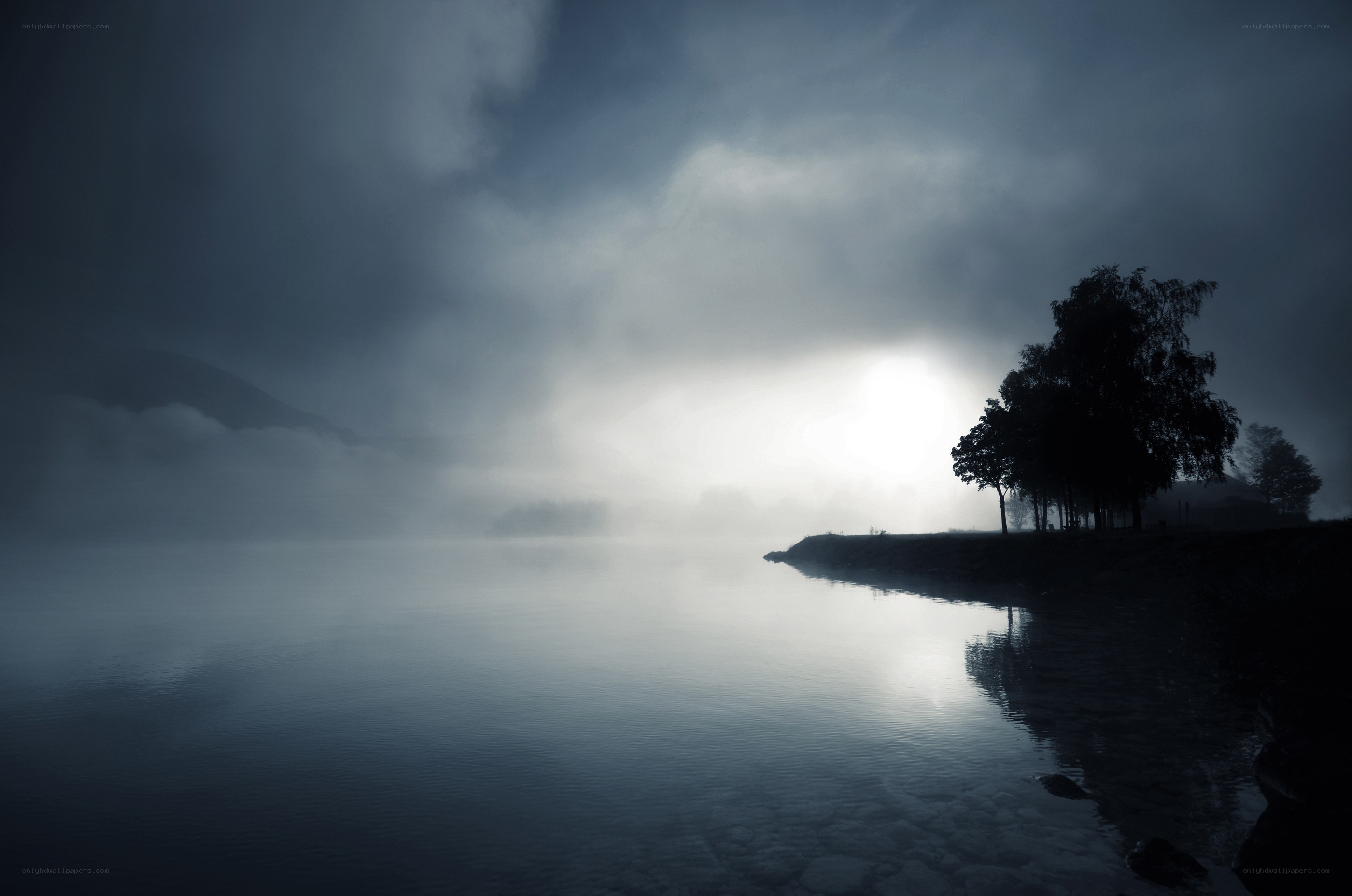 Misty lake at dawn