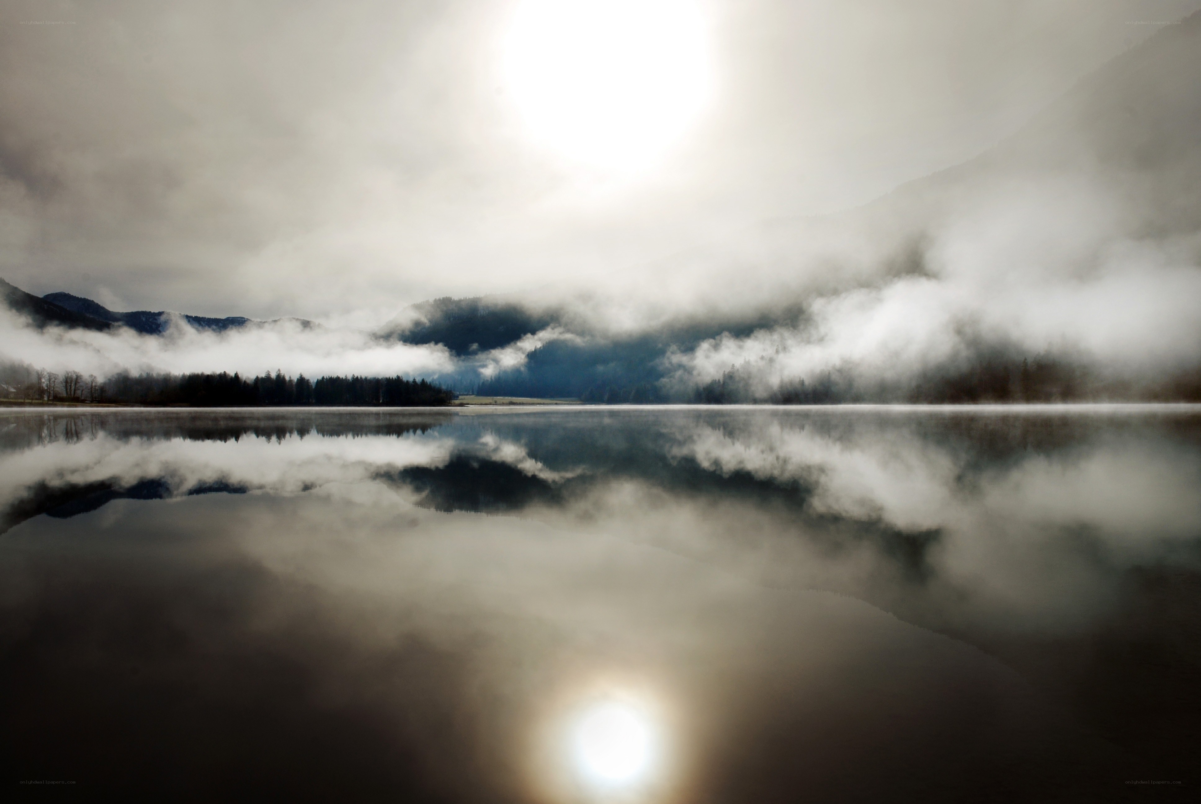Misty lake at dawn