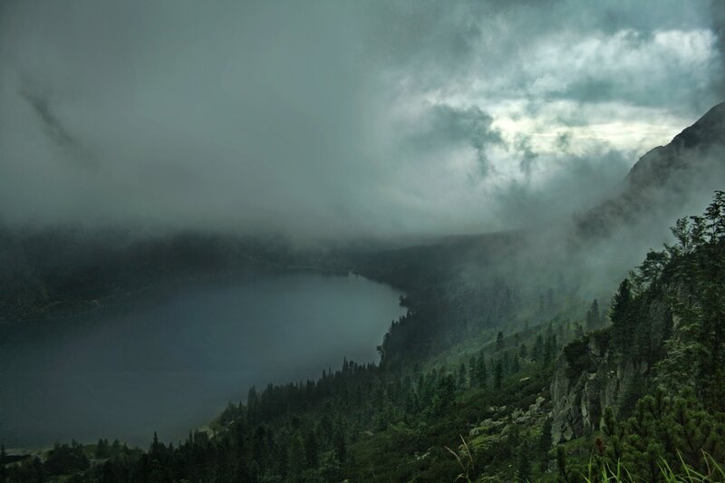 Misty Lake in Mountains — Green, Dramatic