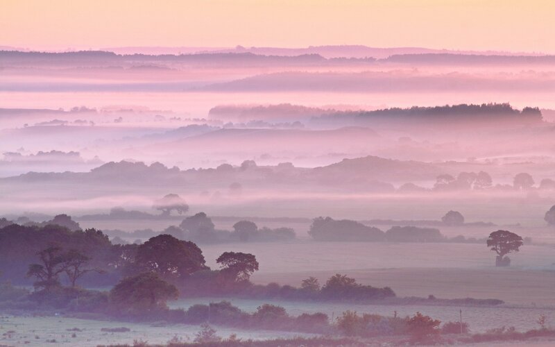 Misty landscape at dawn