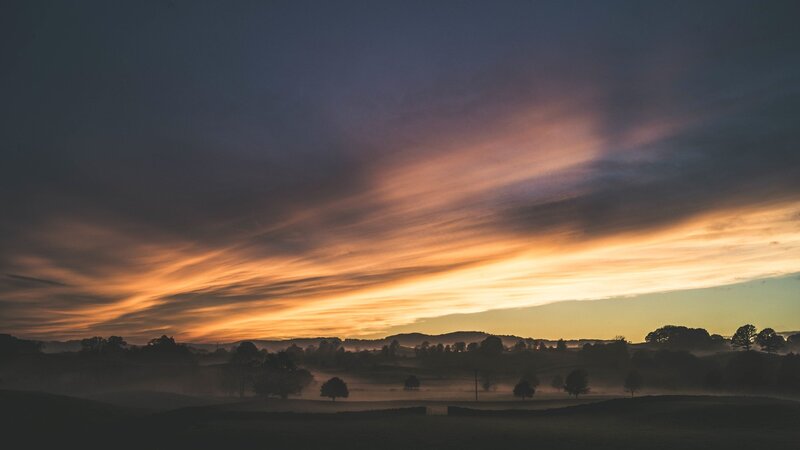 Misty Landscape at Dawn — Orange