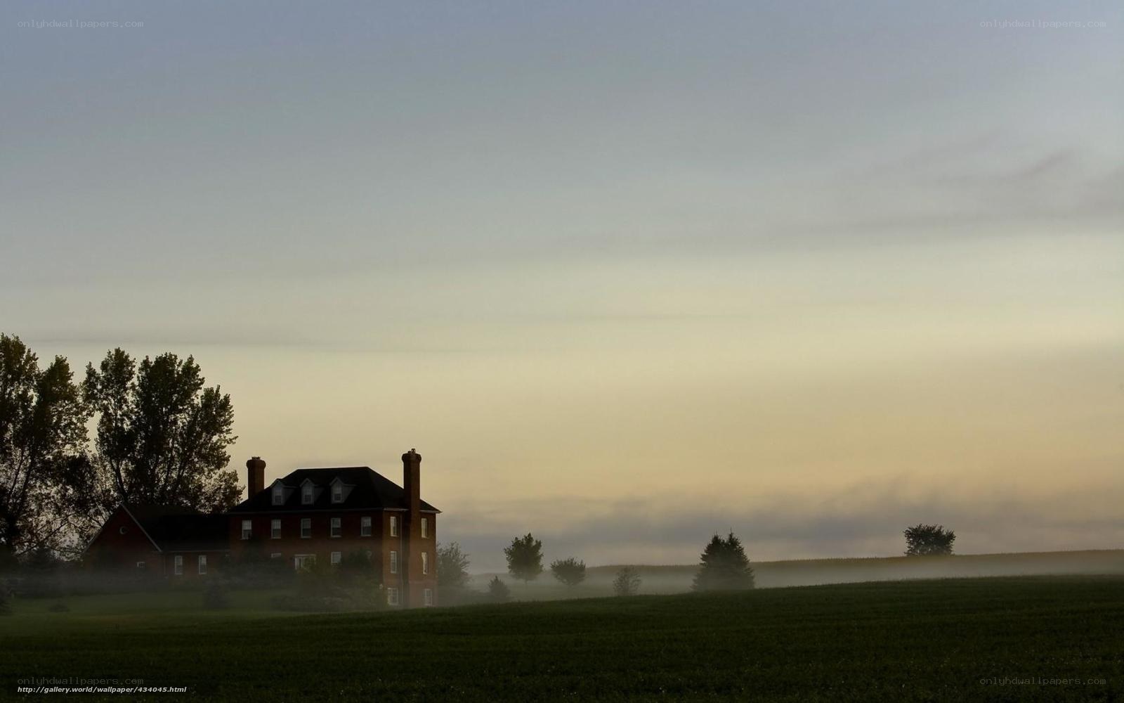 Misty morning at a farmhouse