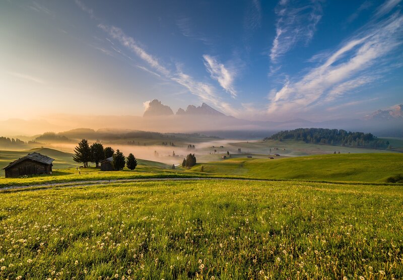 Misty morning in the alps
