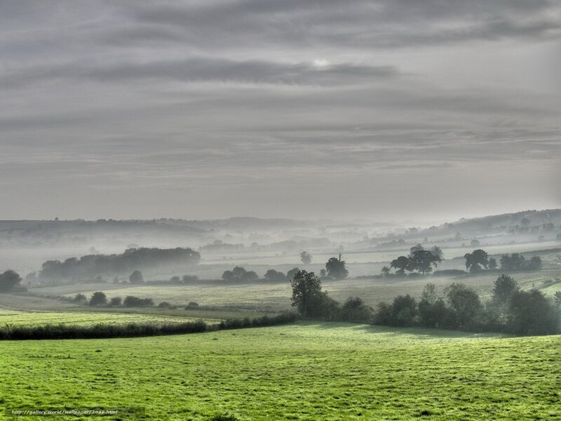 Misty Morning Over Rolling Hills