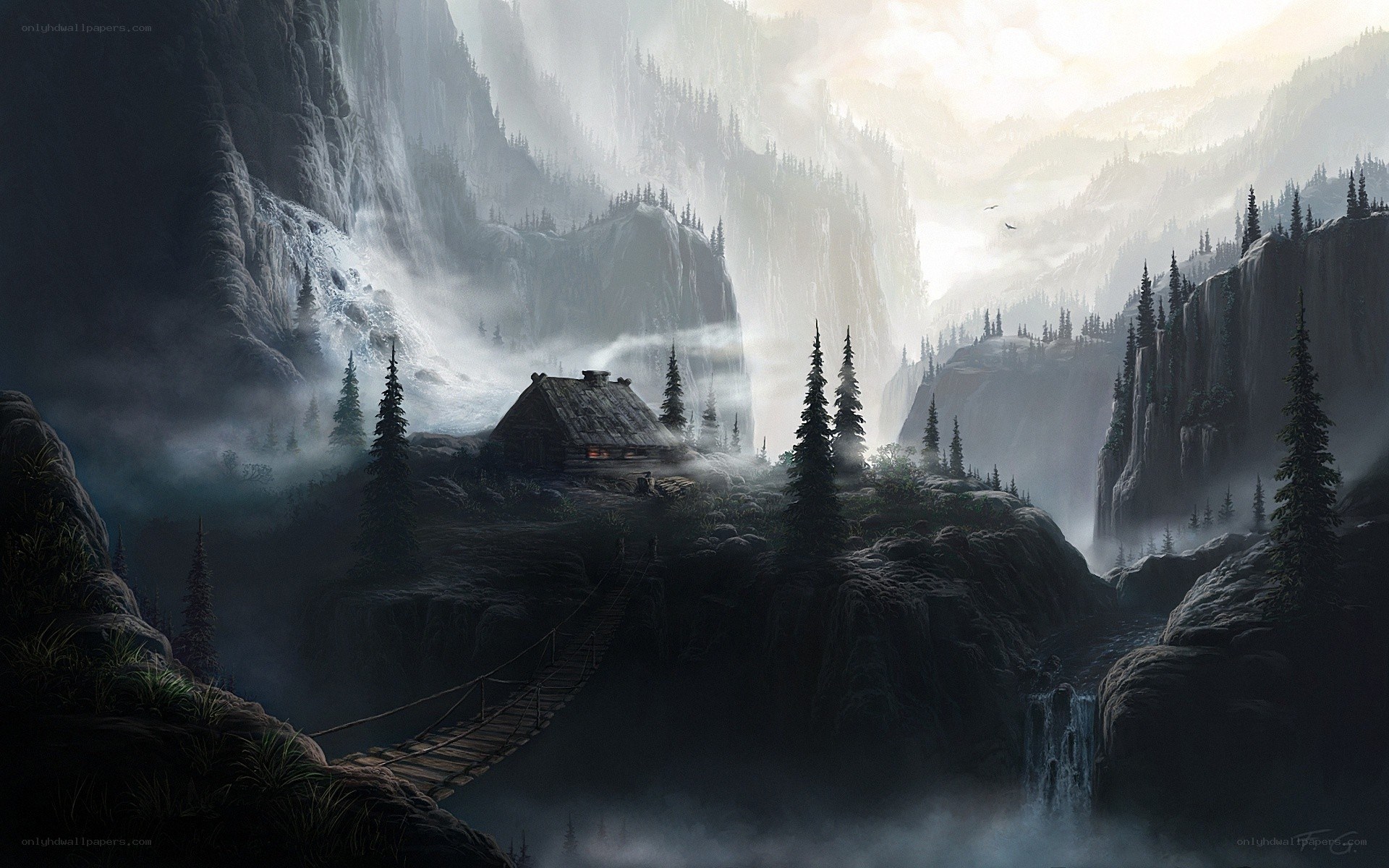 Misty mountain cabin