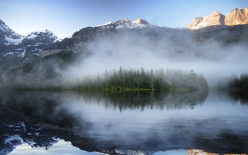 Misty Mountain Lake — Blue