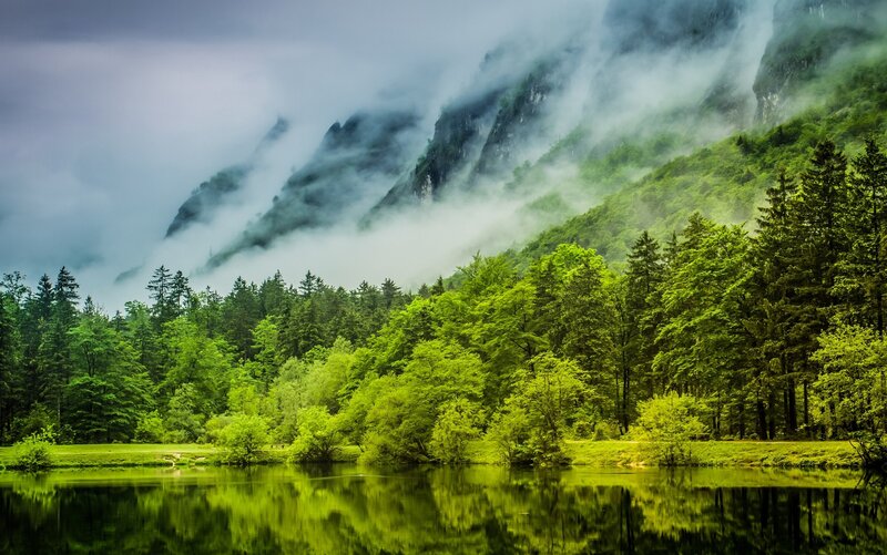 Misty Mountain Lake — Green