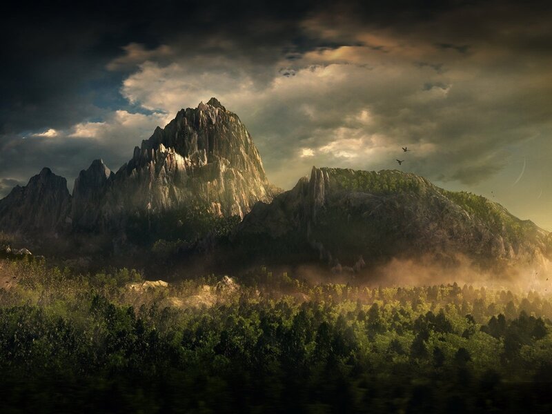 Misty mountain landscape