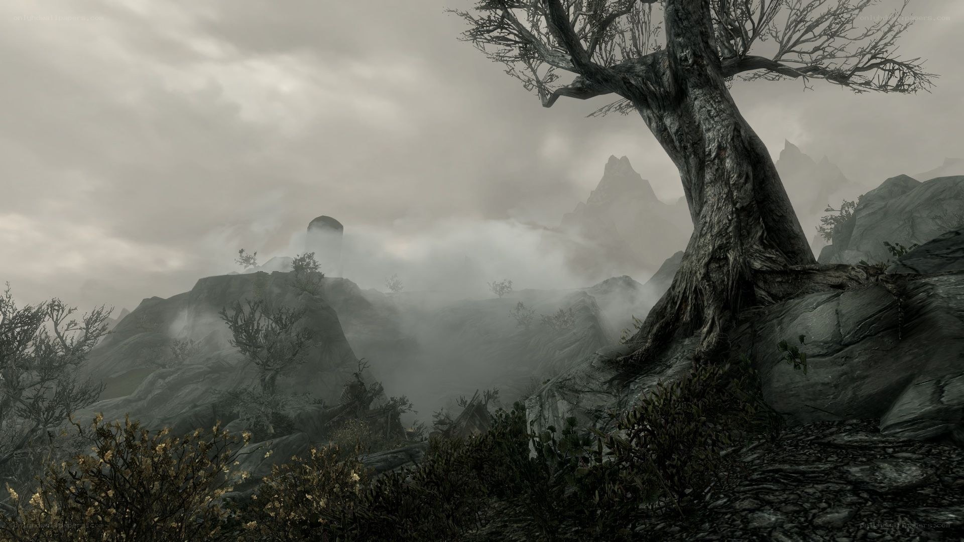 Misty mountain landscape