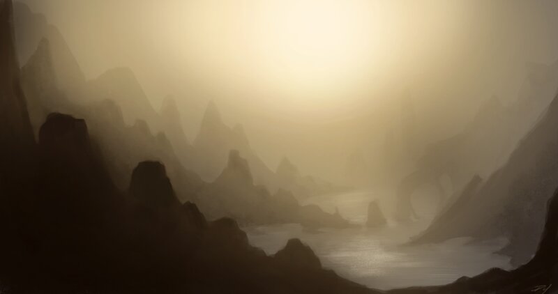 Misty mountain landscape