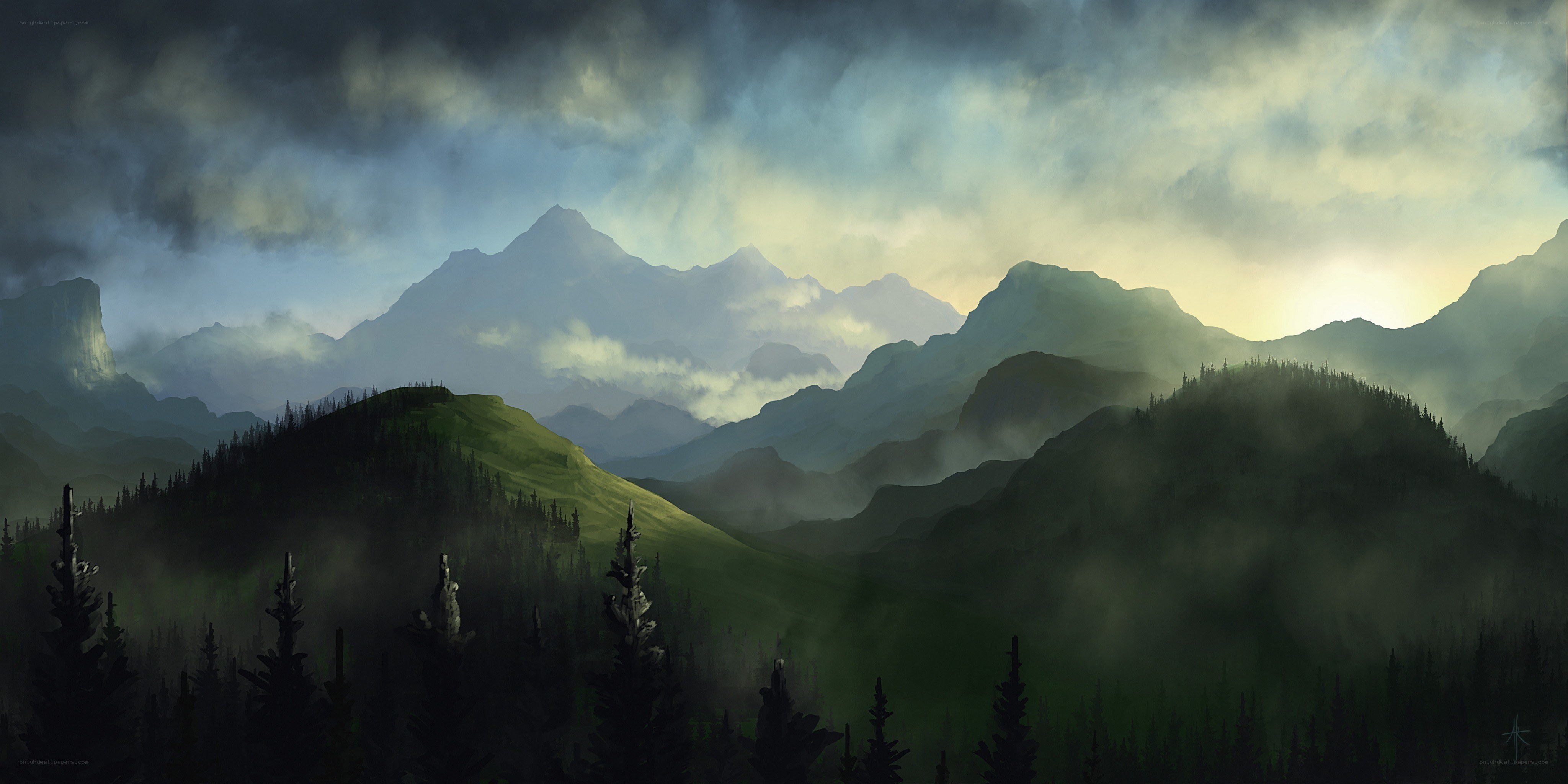 Misty mountain landscape