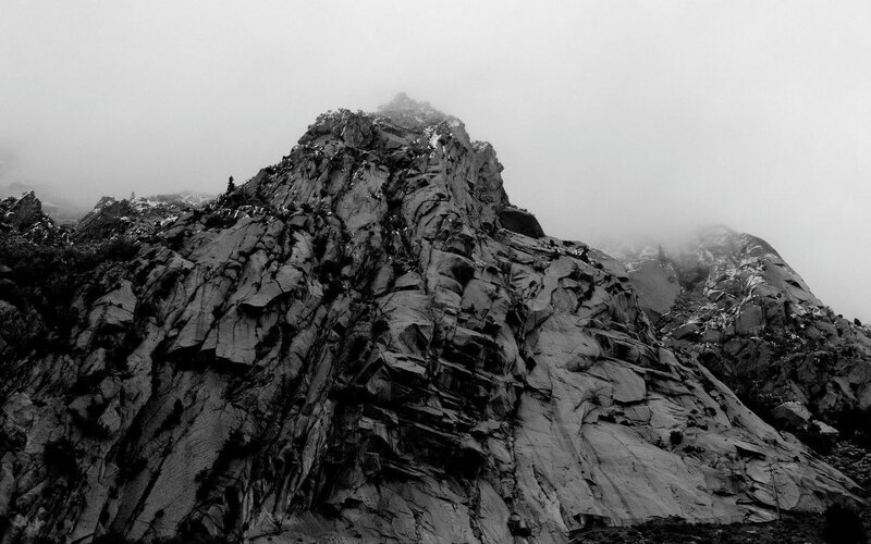 Misty mountain peak