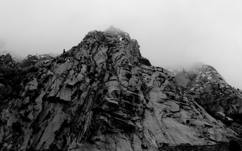 Misty mountain peak