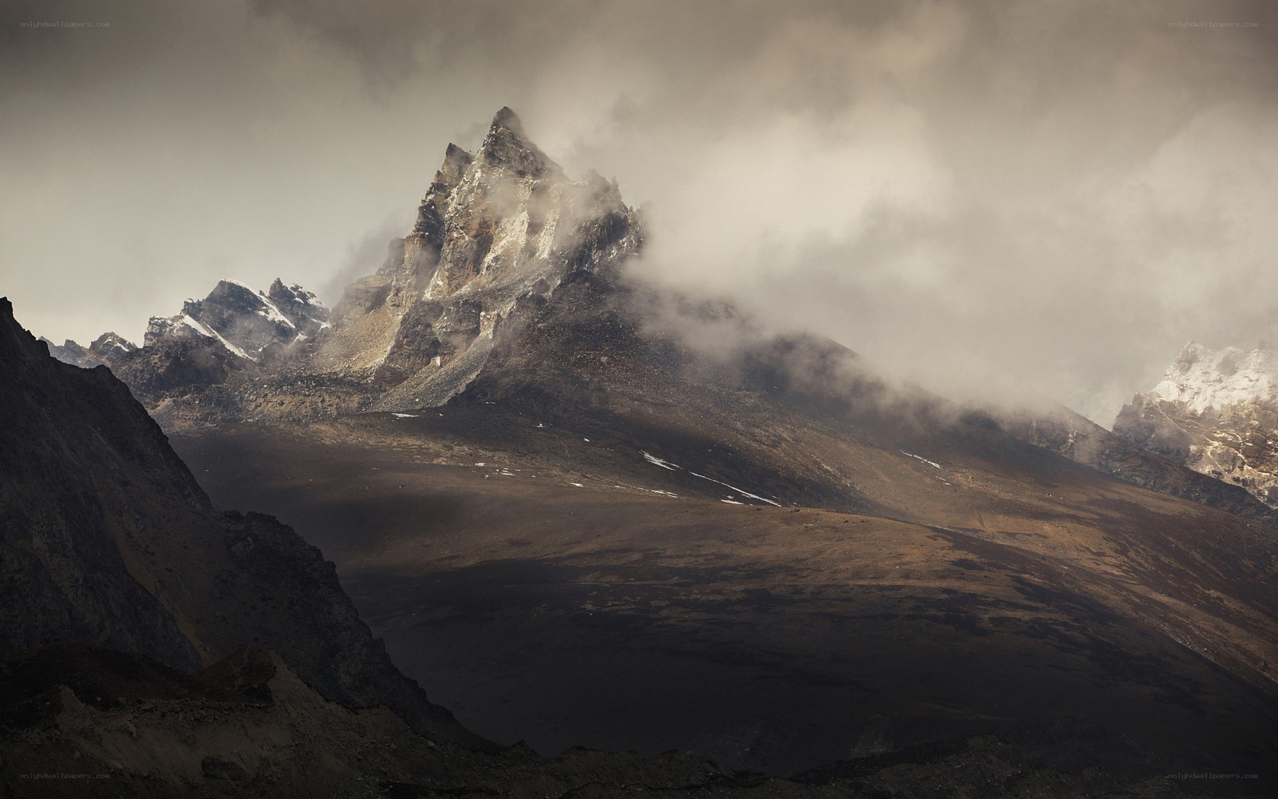 Misty mountain peak