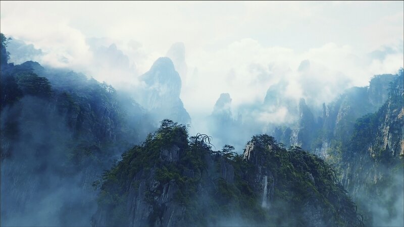 Misty Mountain Peaks — Blue