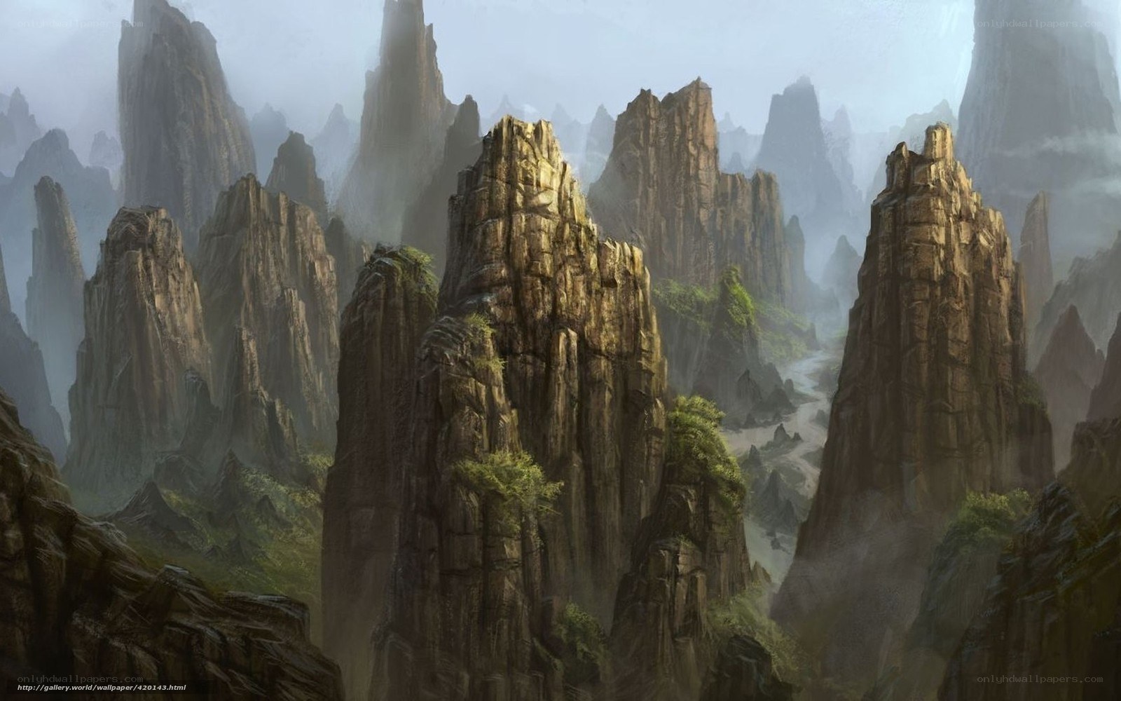Misty mountain peaks