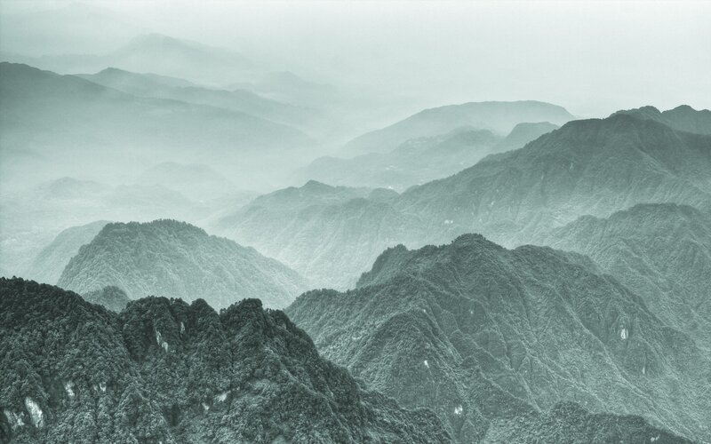 Misty mountain ranges