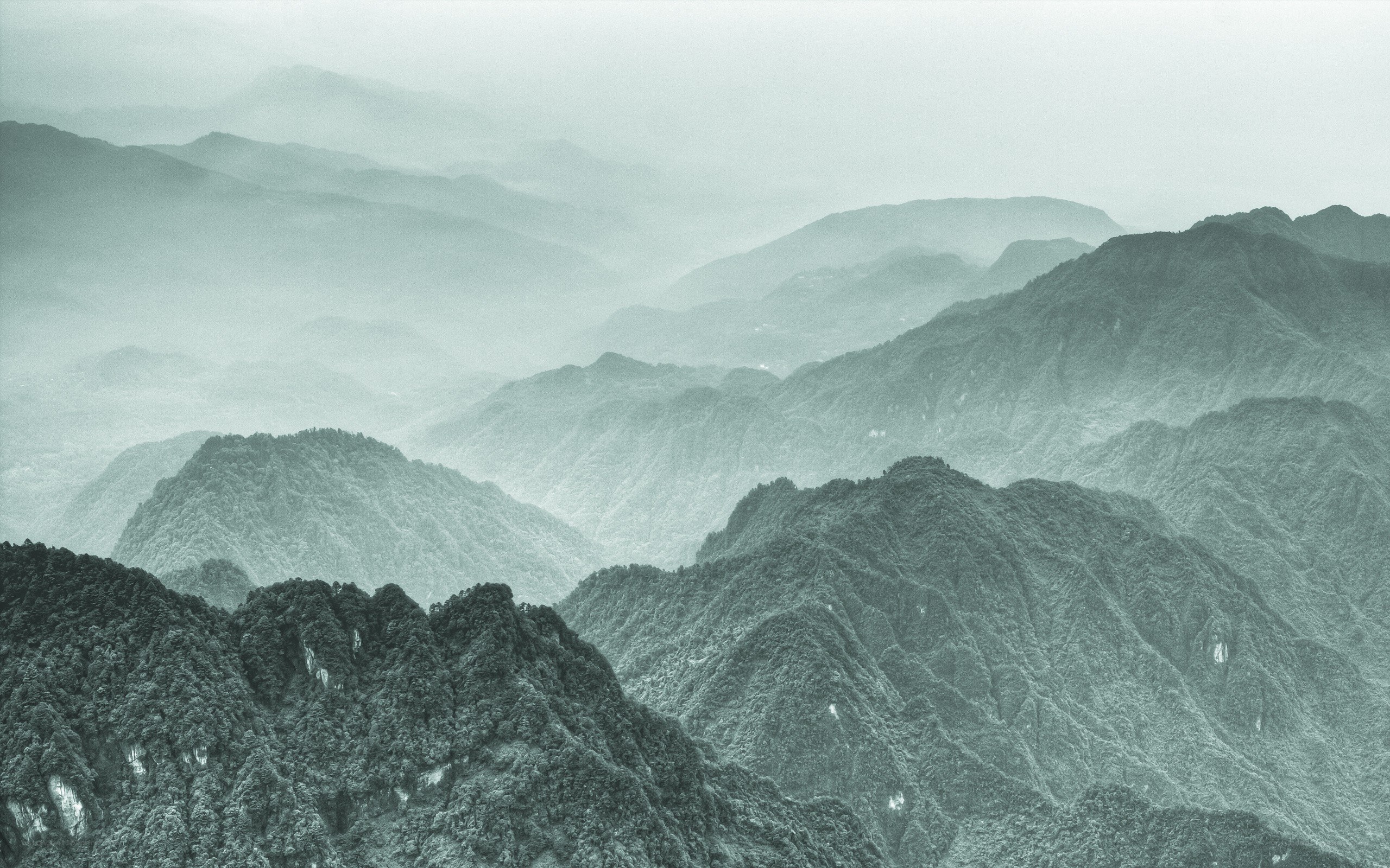 Misty mountain ranges
