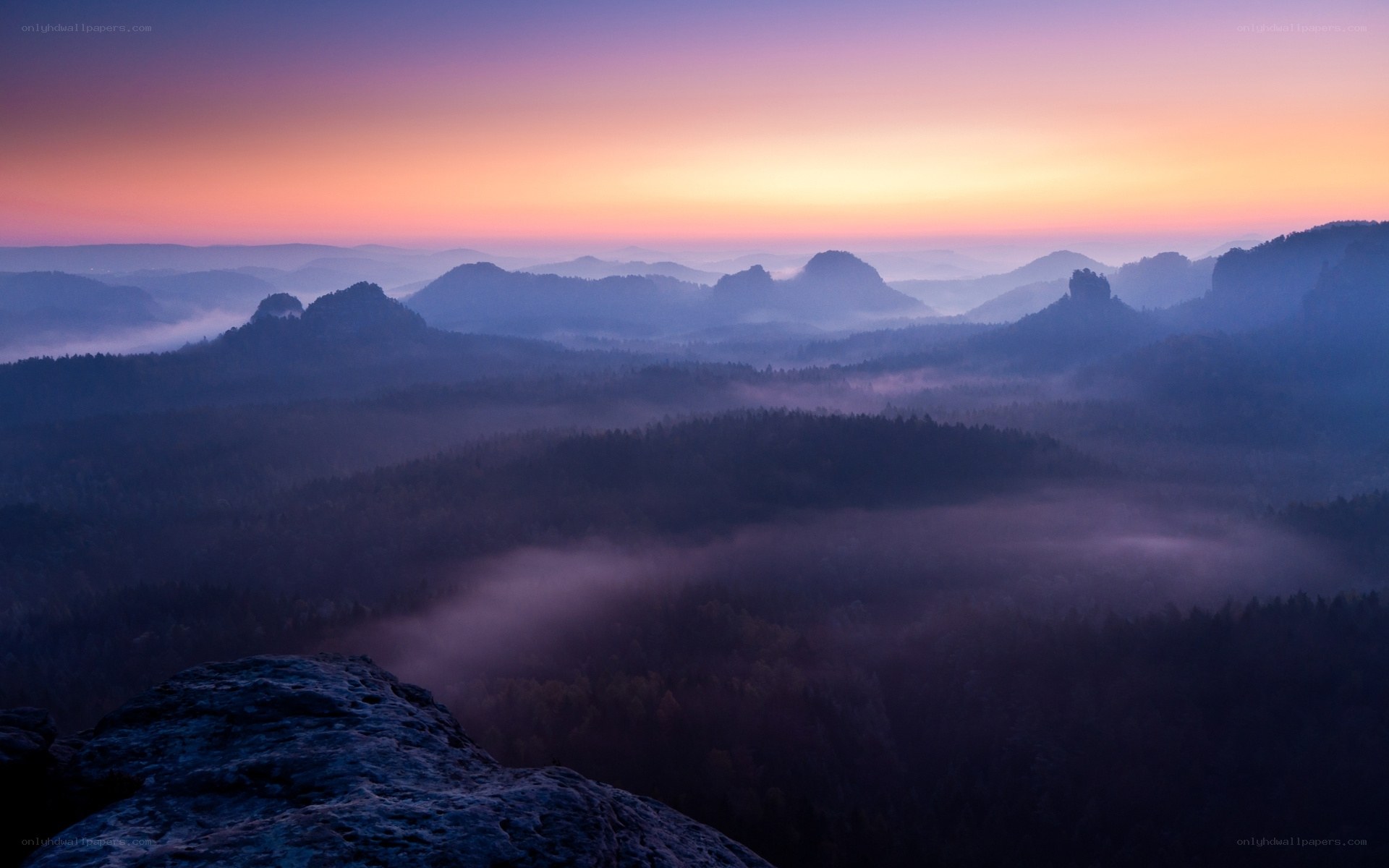 Misty mountain sunrise