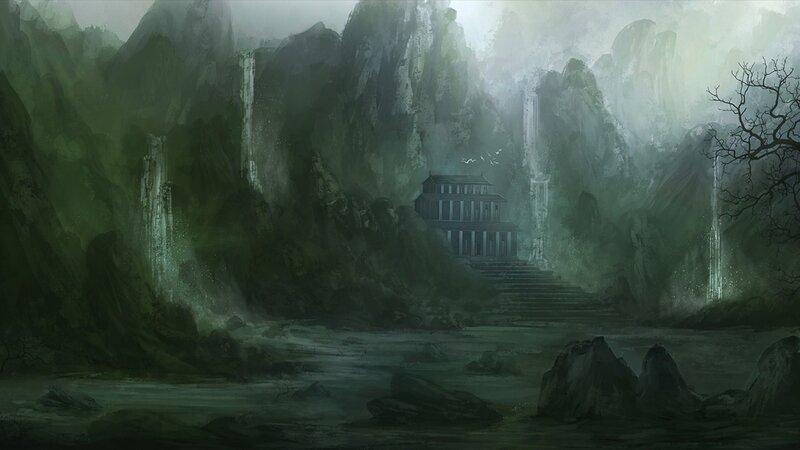Misty mountain temple