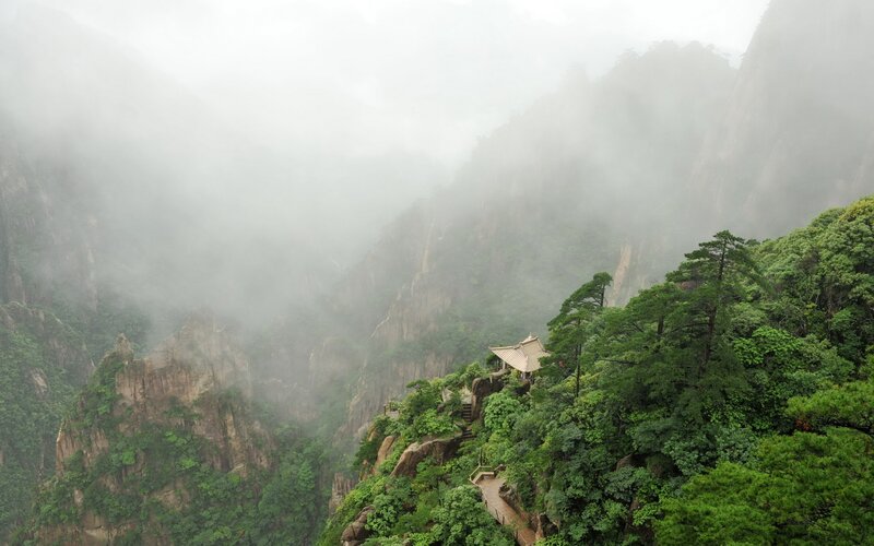 Misty mountain temple